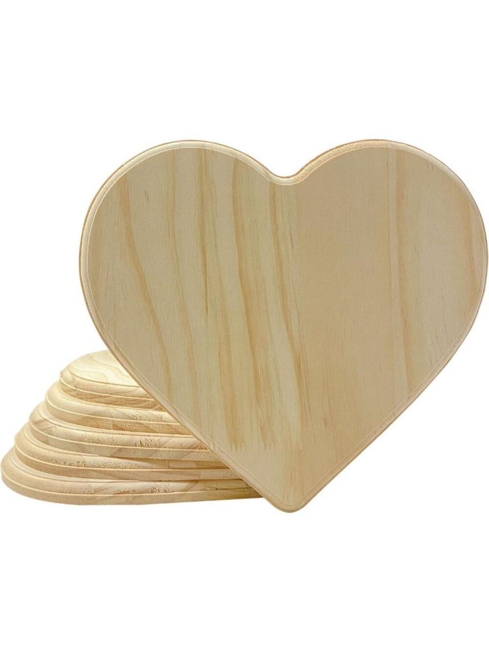 6 Pack Heart Shaped Unfinished Wooden Plaques, 11"x10" Natural Wood Wall Decor